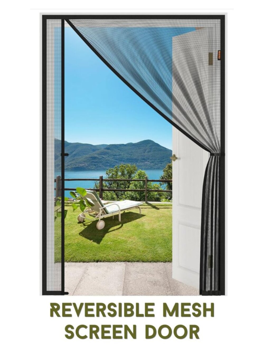 MAGZO Magnetic Black Mesh Reversible Screen Door - 36'' x 80'' NEW